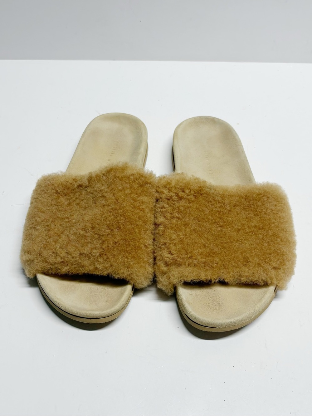 Jenni Kayne Camel Shearling Slide Sandals Slipper